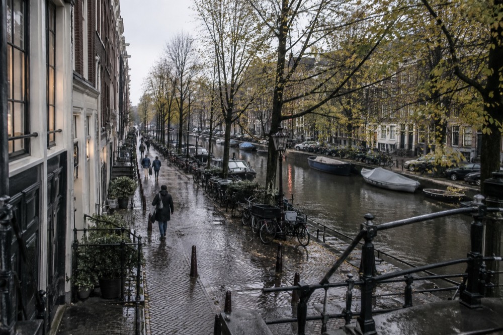 The waterfront near Jordaan under a broad grey northern sky
