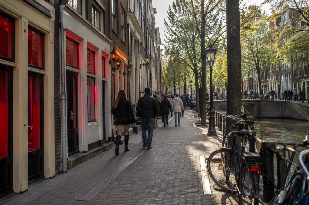 Late afternoon light on the buildings around Red Light District