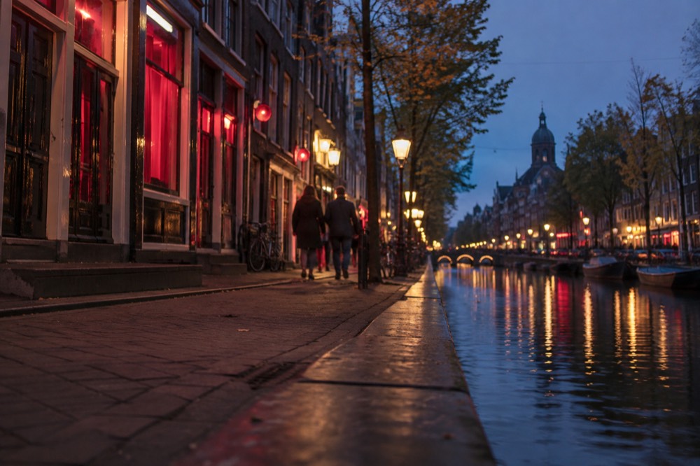 The frontage of Red Light District viewed from the opposite bank