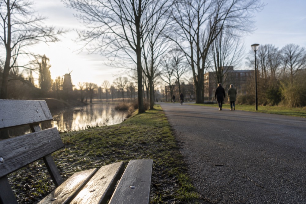 Brick facades and a quiet canal edge beside Westerpark