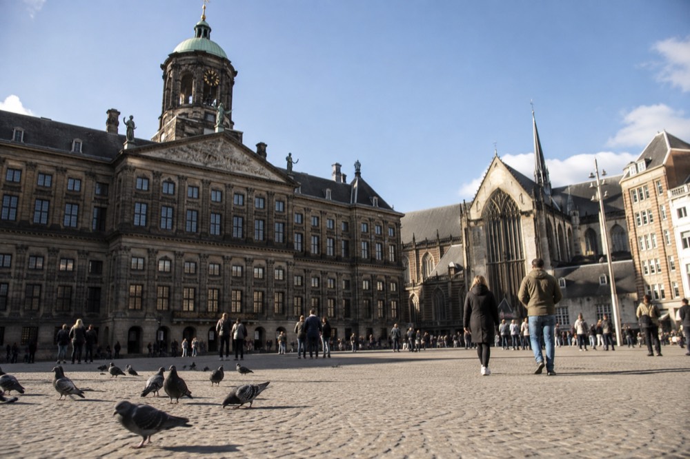 A wide view across the water towards Dam Square