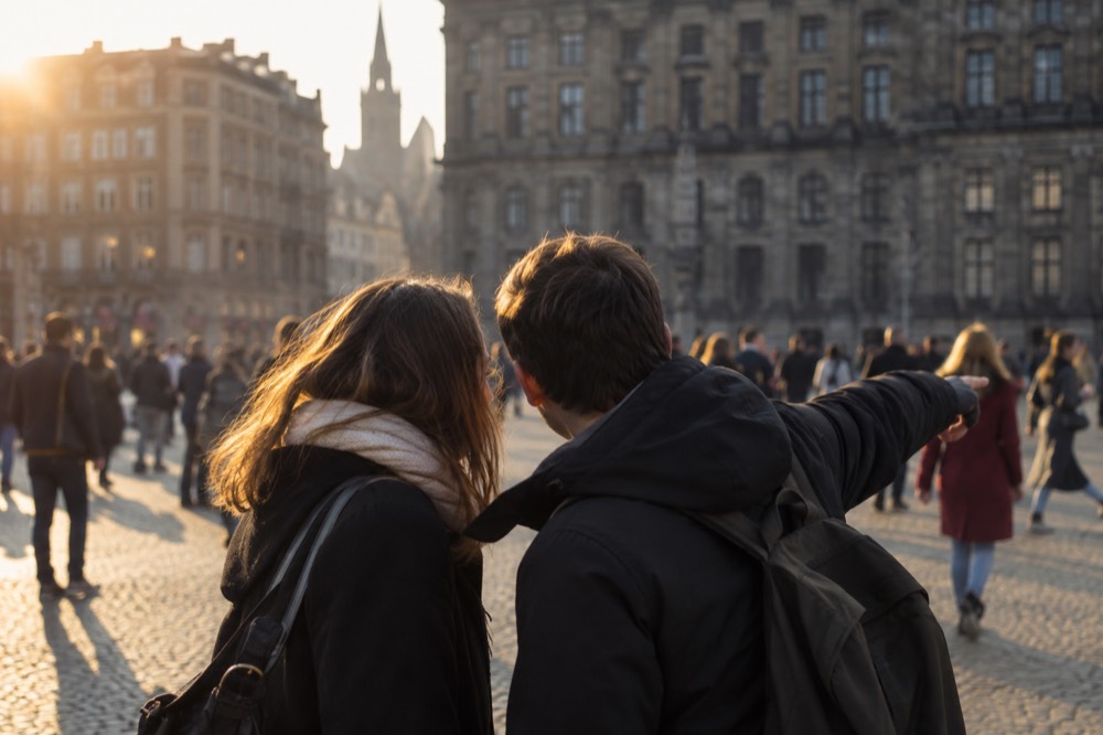 Late afternoon light on the buildings around Dam Square