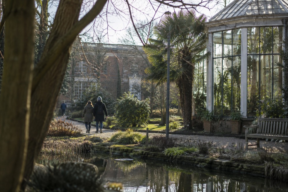 The approach to Hortus Botanicus, with bicycles leaning against the railings