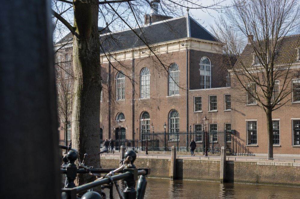 A wide view across the water towards Portuguese Synagogue