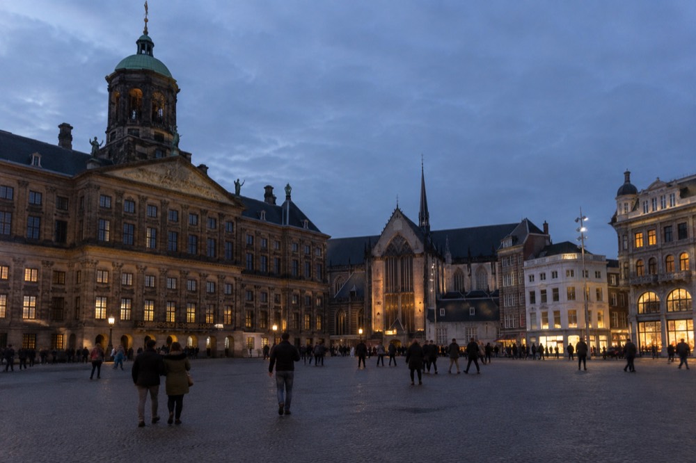 A wide view across the water towards Dam Square