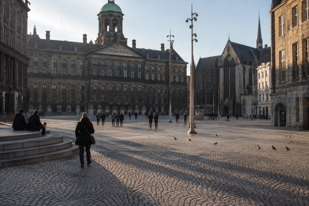 Late afternoon light on the buildings around Dam Square