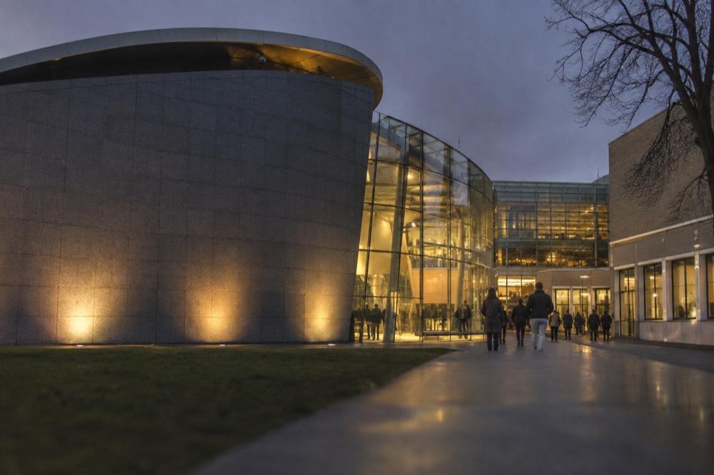 A wide view across the water towards Van Gogh Museum