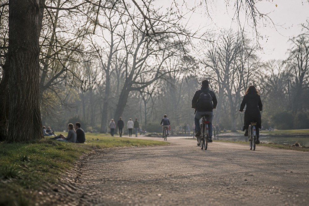 Late afternoon light on the buildings around Vondelpark