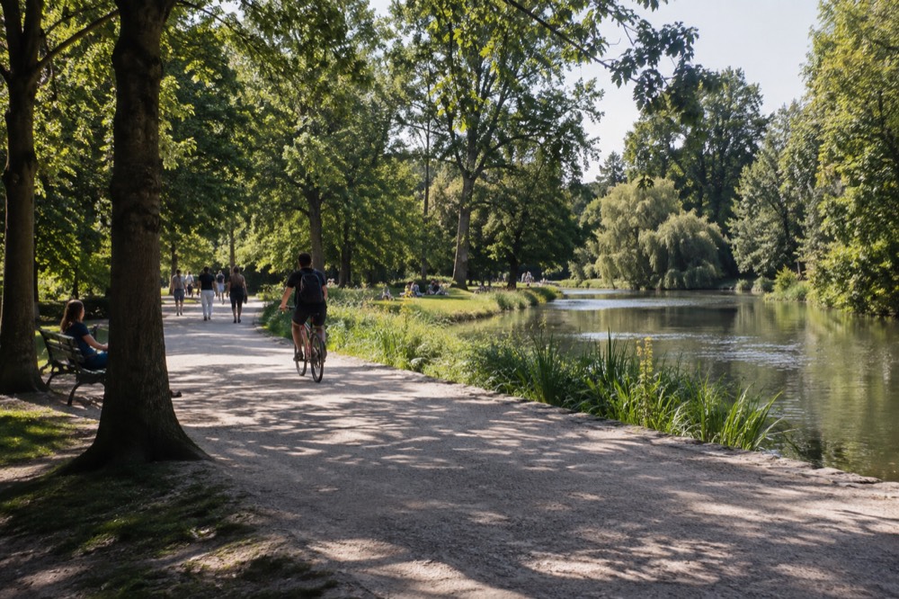 A narrow side street leading away from Vondelpark