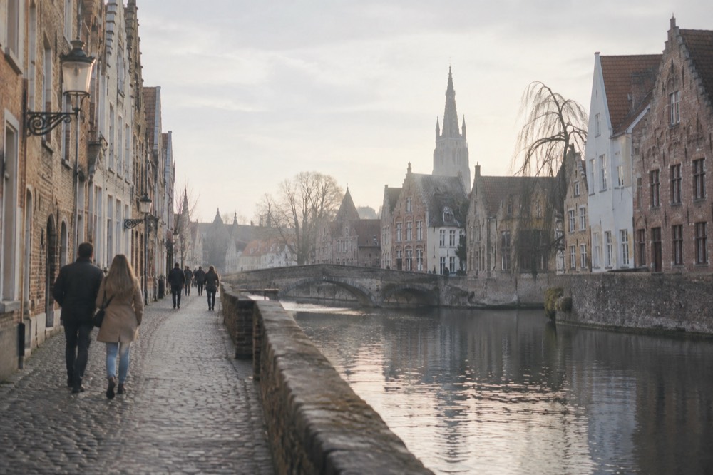 Late afternoon light on the buildings around Bruges