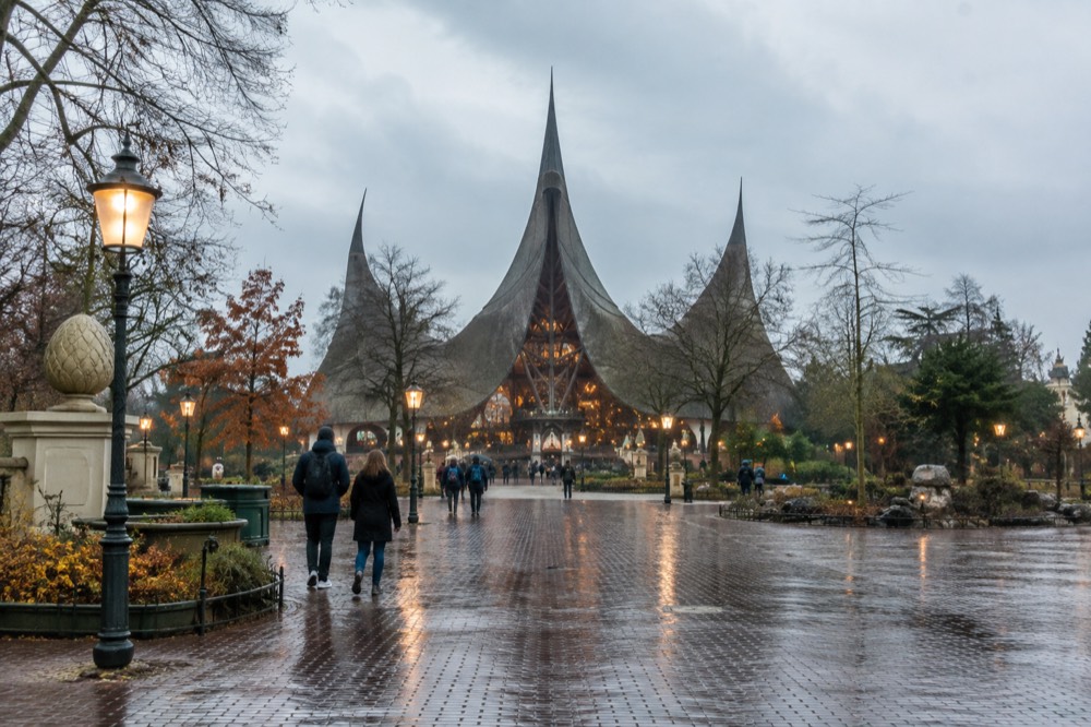 A canal bridge and moored boats close to Efteling