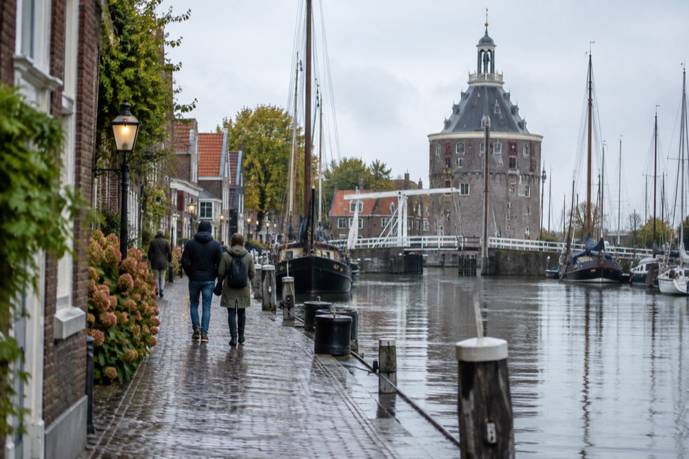 A street-level view of Enkhuizen on an ordinary weekday morning