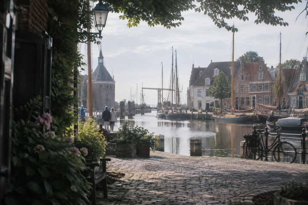 The waterfront near Enkhuizen under a broad grey northern sky