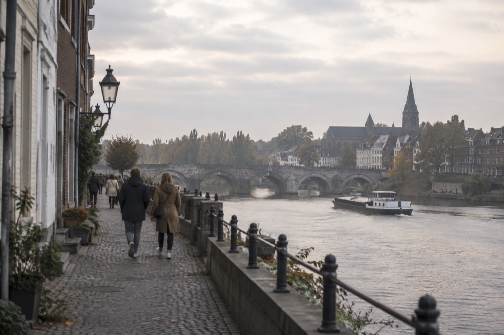 Late afternoon light on the buildings around Maastricht