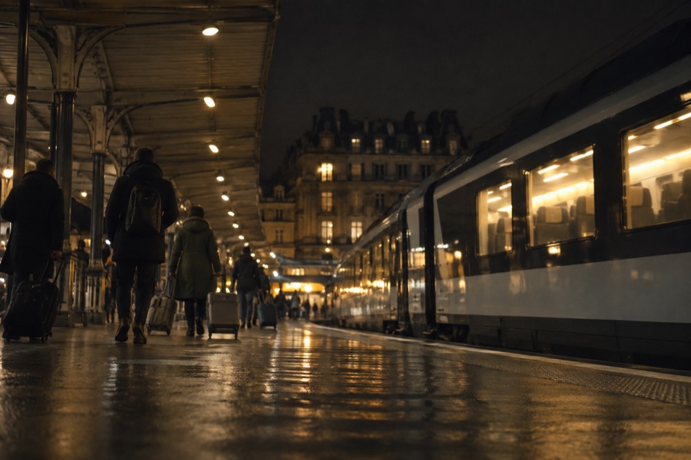 People walking past Paris, seen from across the street