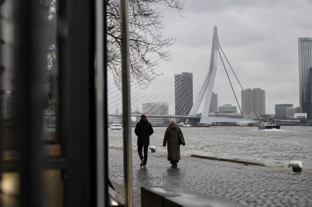 A narrow side street leading away from Rotterdam