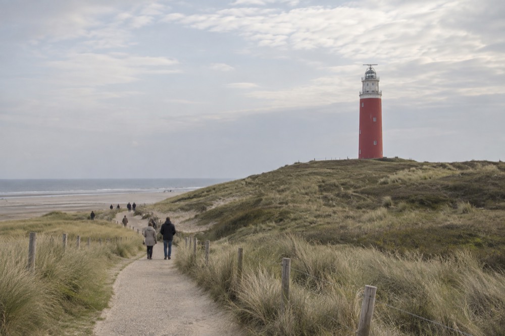 The approach to Texel, with bicycles leaning against the railings
