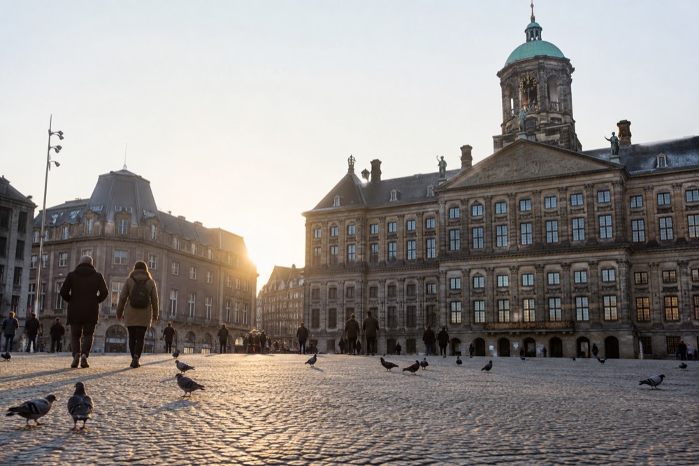 Late afternoon light on the buildings around Dam Square