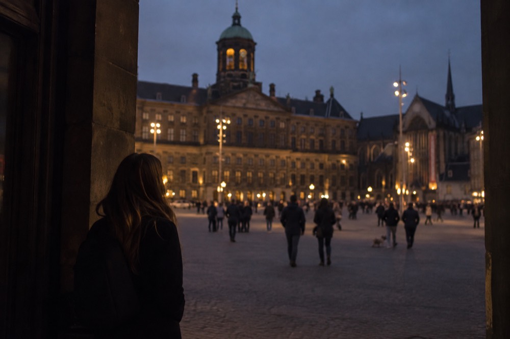 A wide view across the water towards Dam Square