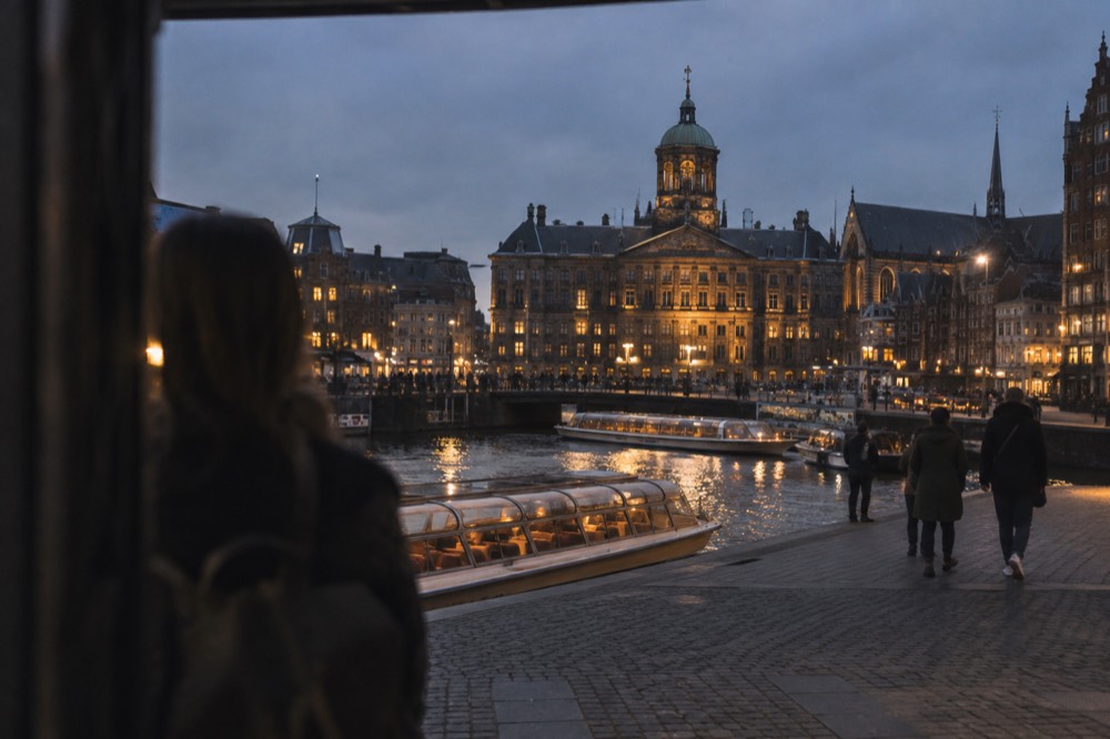 A wide view across the water towards Dam Square