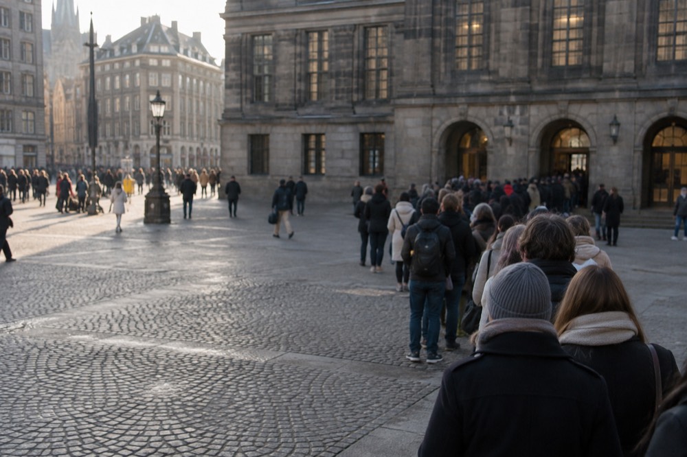A narrow side street leading away from Dam Square