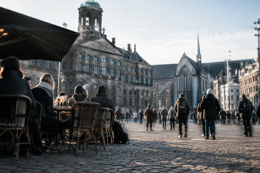 A wide view across the water towards Dam Square