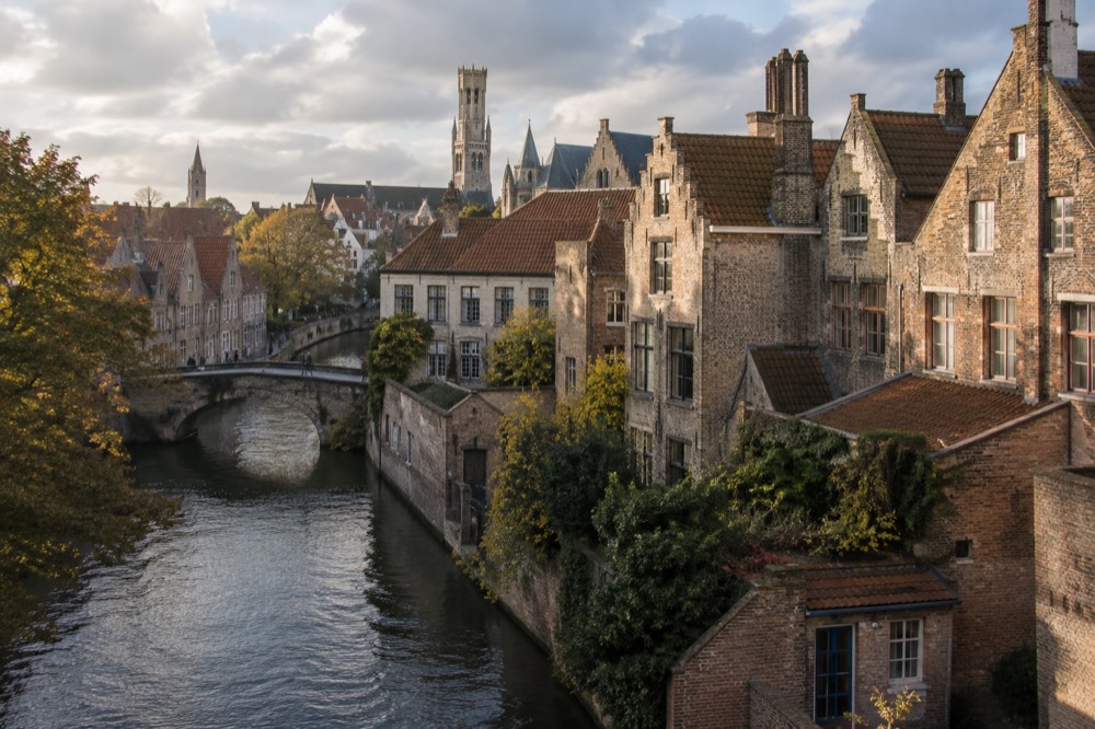 Late afternoon light on the buildings around Bruges