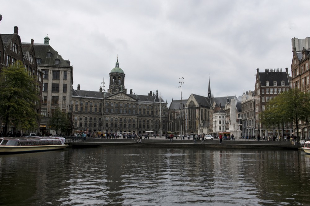 A wide view across the water towards Dam Square