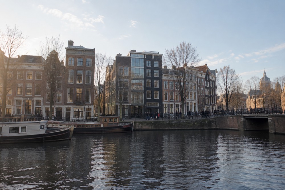 A wide view across the water towards Anne Frank House