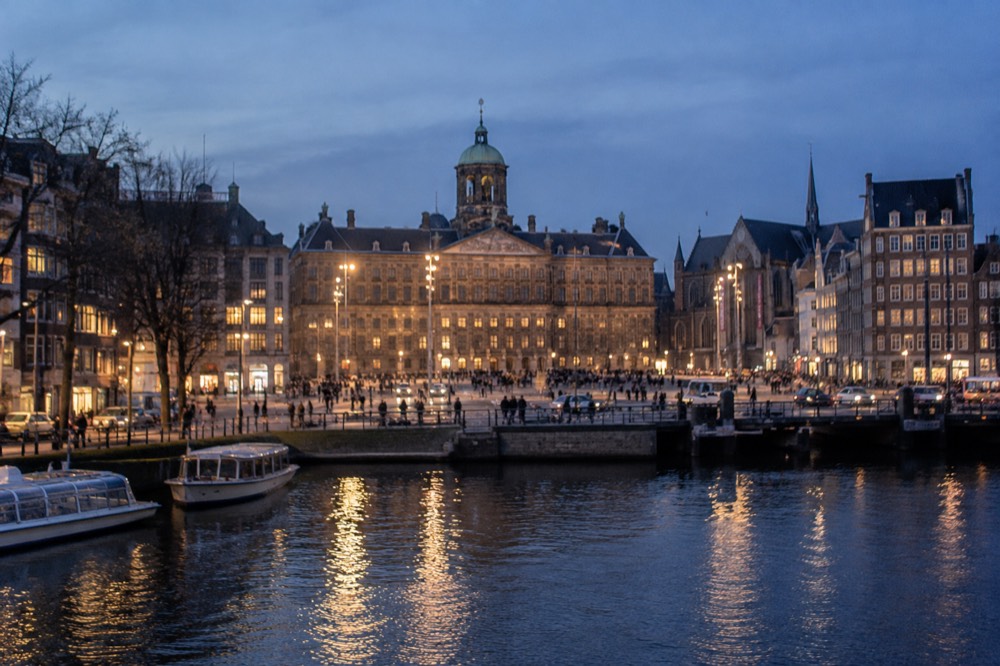 A wide view across the water towards Dam Square