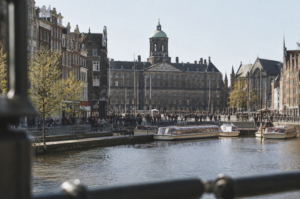 A wide view across the water towards Dam Square