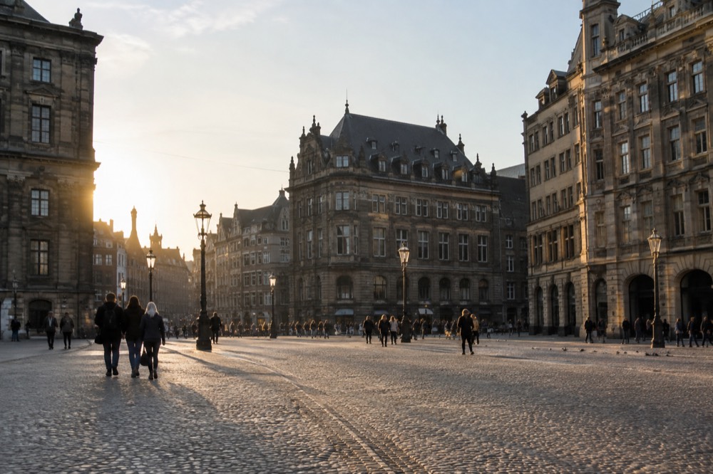 Late afternoon light on the buildings around Dam Square