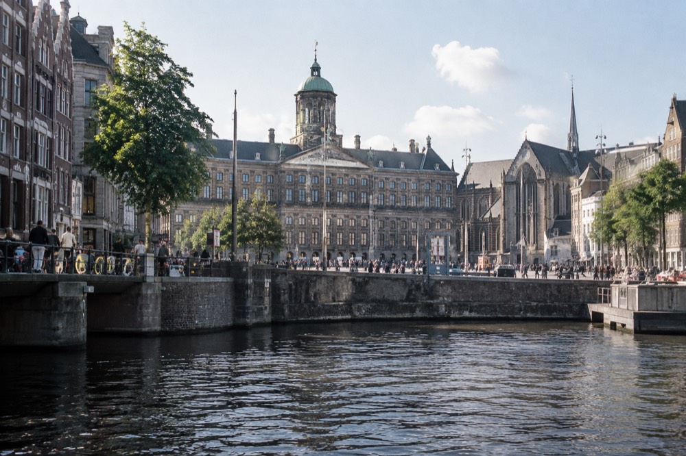 A wide view across the water towards Dam Square