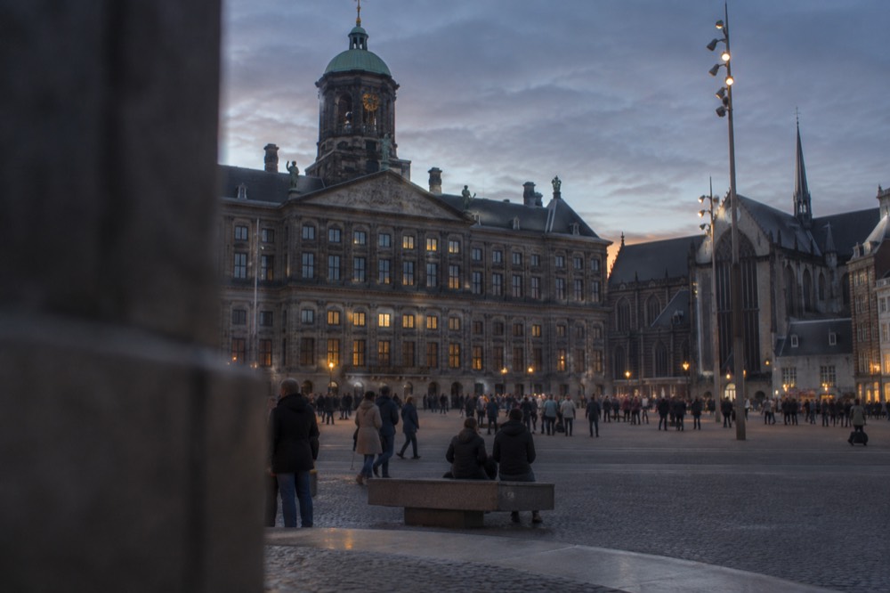 Late afternoon light on the buildings around Dam Square
